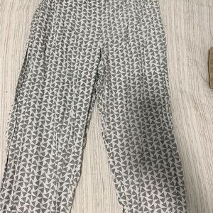 Straight Leg Women’s Pants in White and Black Triangle Print